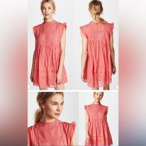 Free People Coral Kiss sleeveless eyelet mini dress